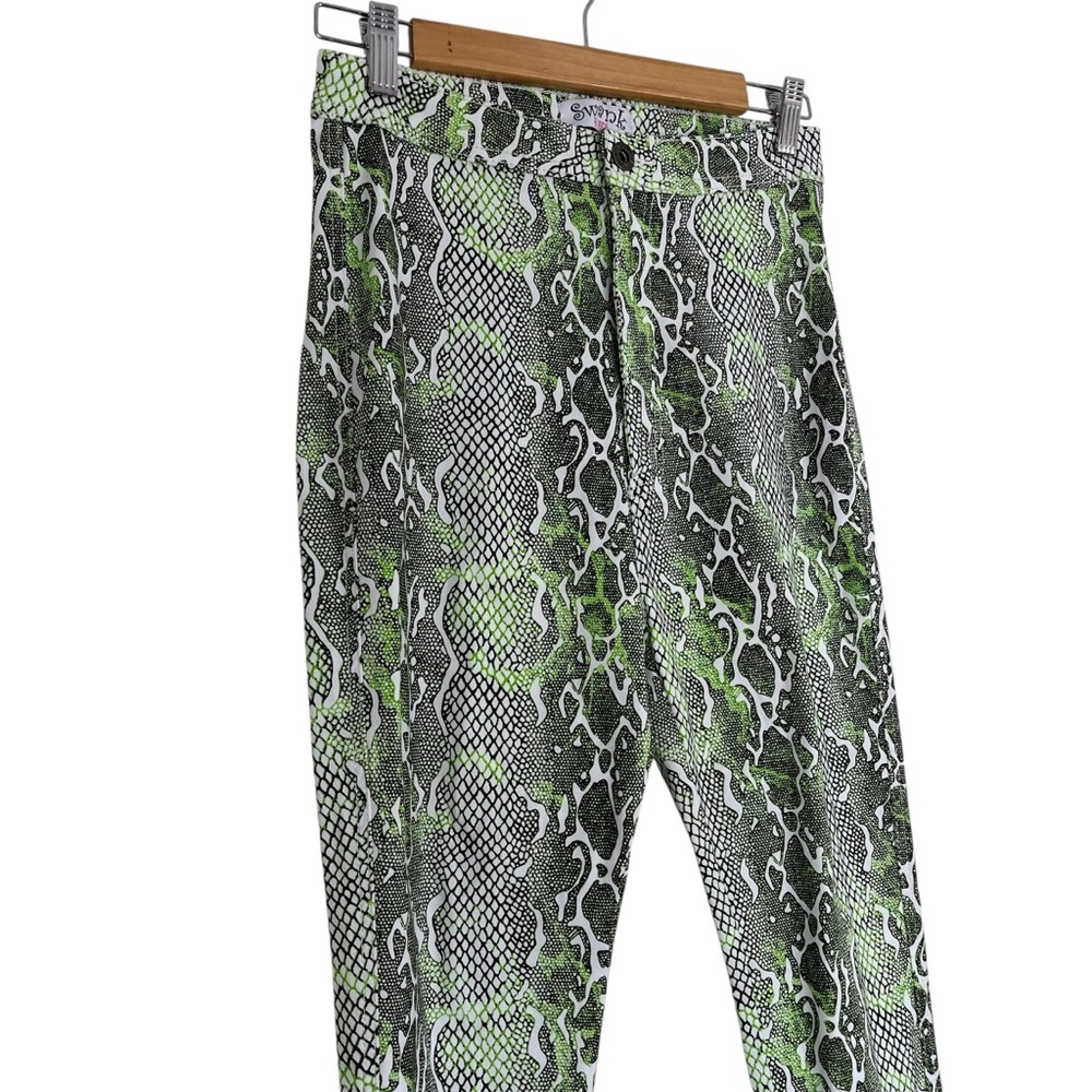 Swank A Posh Green Snake Print Statement Leggings Stretch Pants Size XL - Picture 5 of 10